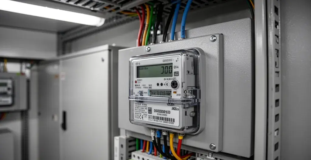 Compteur électrique profil C4 dans local technique PME industrielle